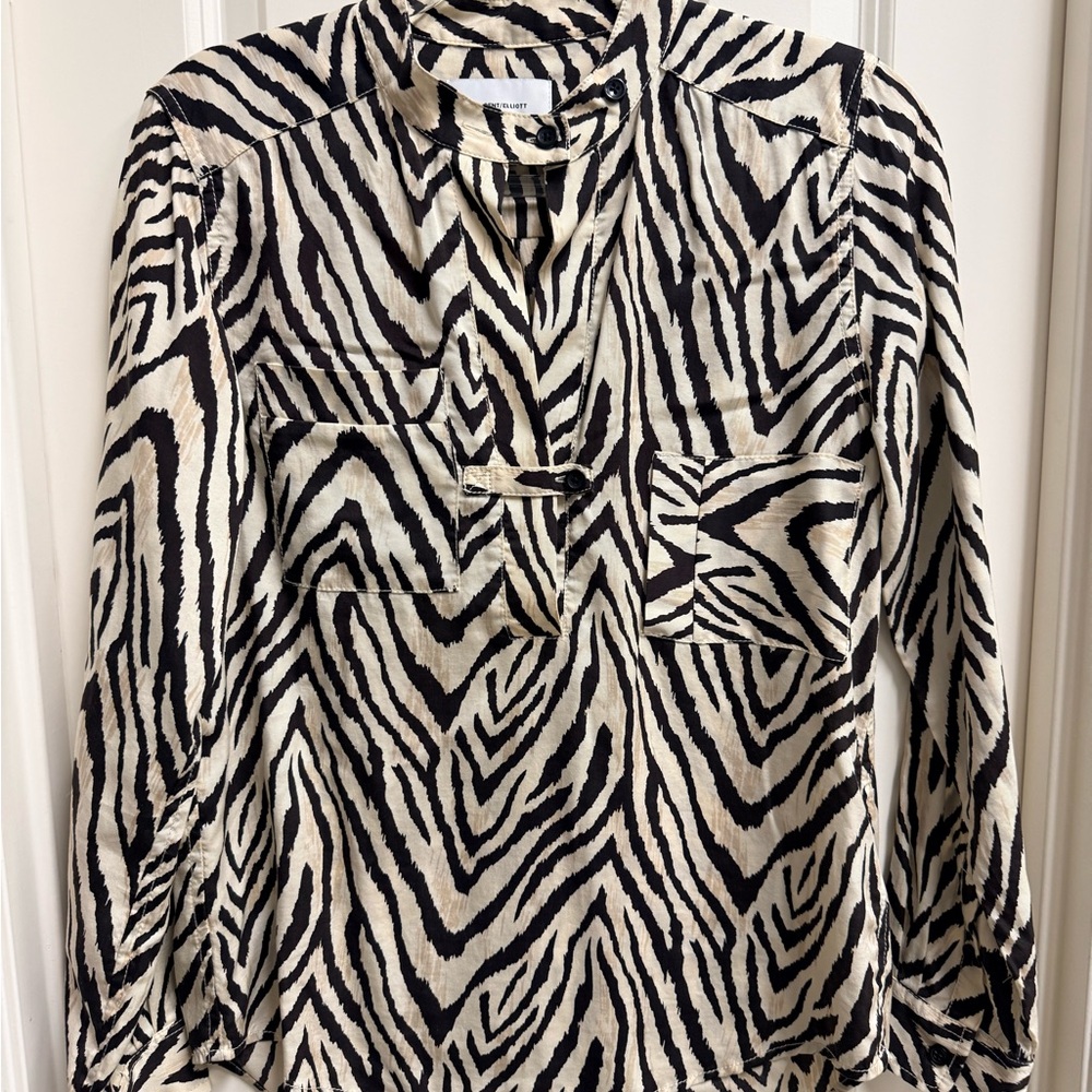 Current/Elliott Black and White Zebra Print Blouse